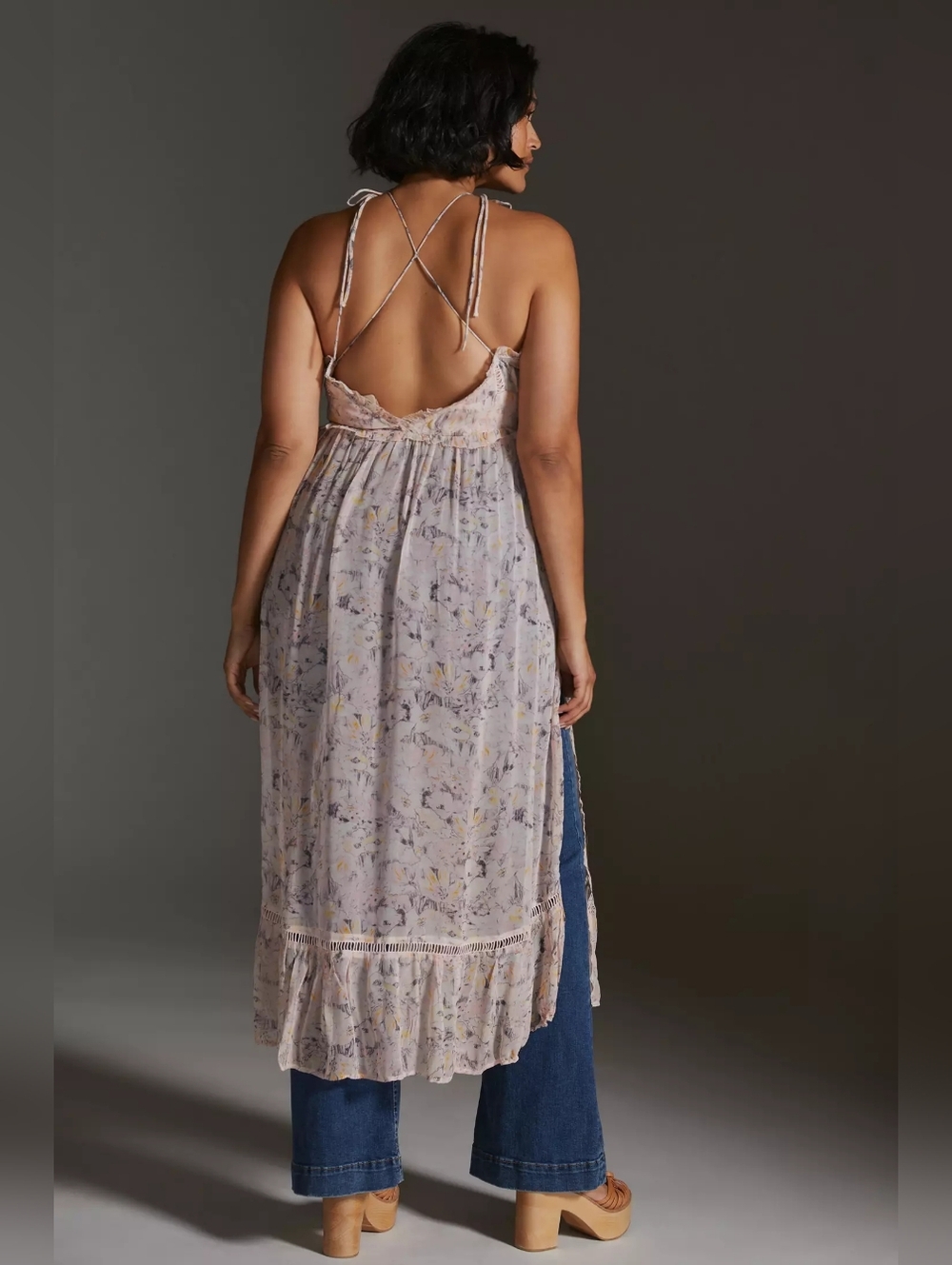 NWT By Anthropologie Pink Floral Sheer Curtain Top Large - Picture 5 of 16